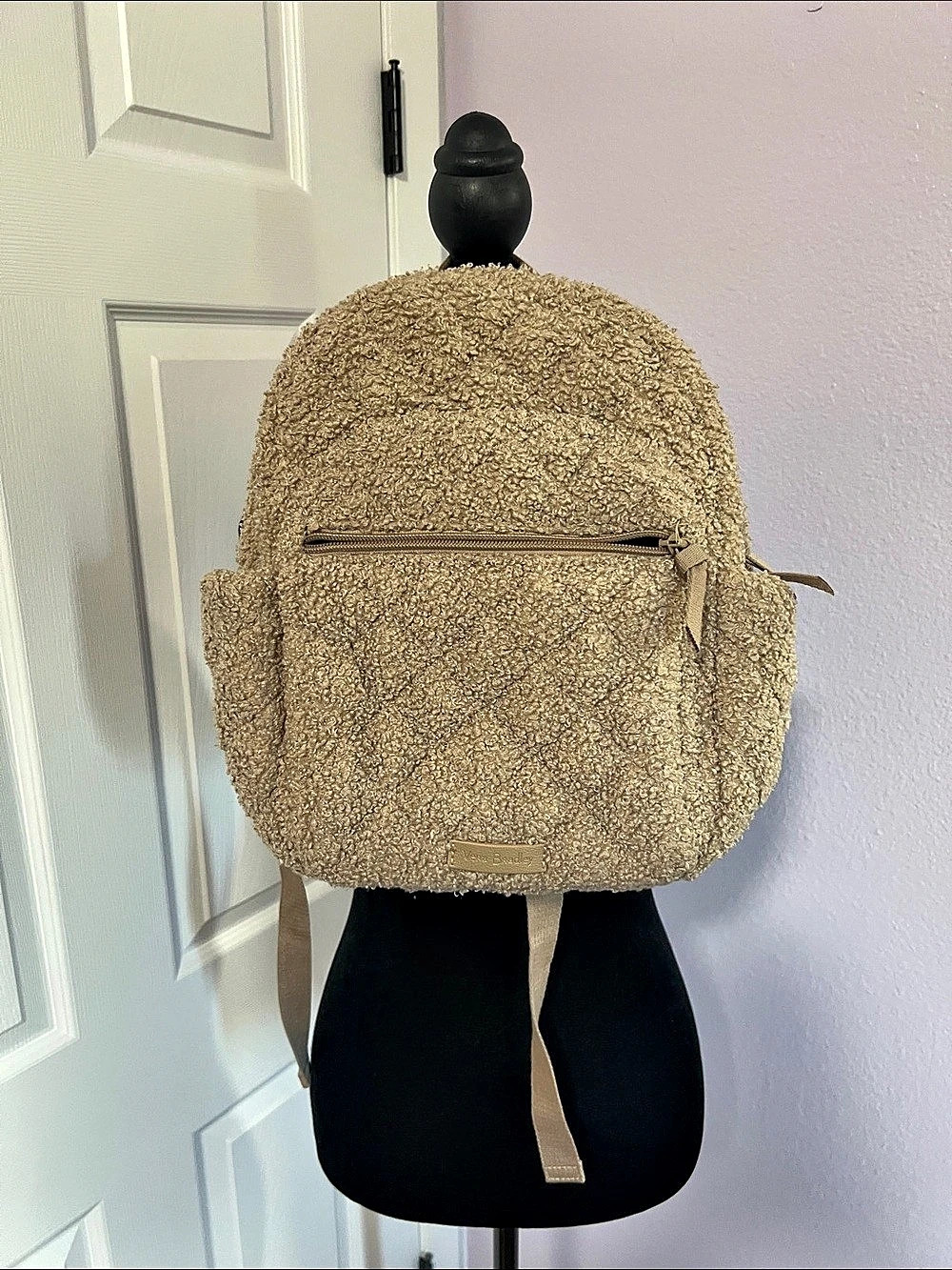 Vera Bradley Teddy Fleece Sherpa Small Backpack Beige